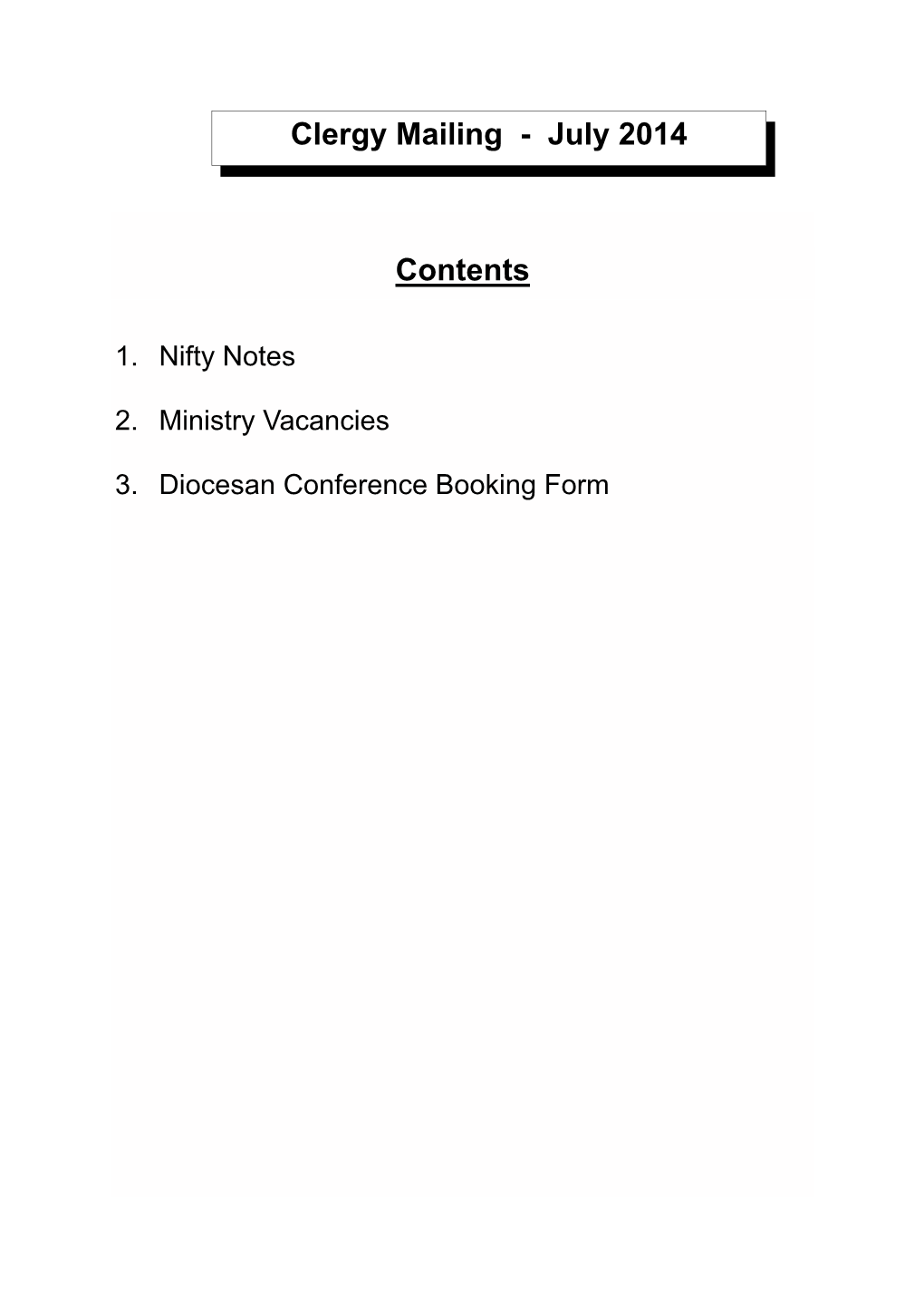 Mailing Contents Page