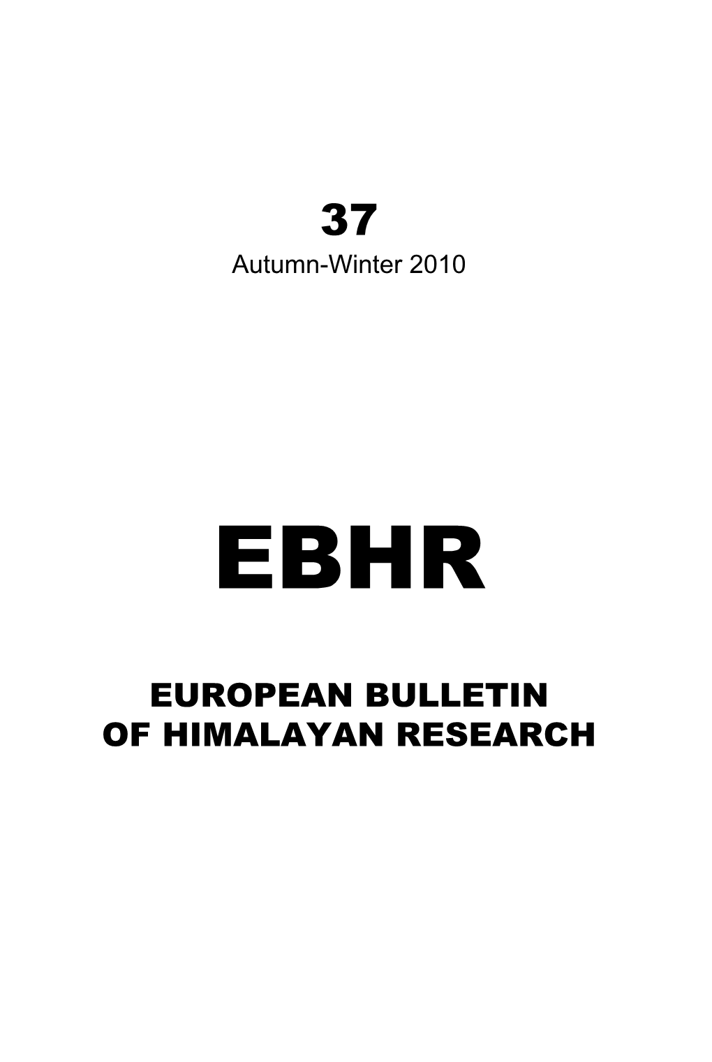 EBHR 37 Cover Page.Indd