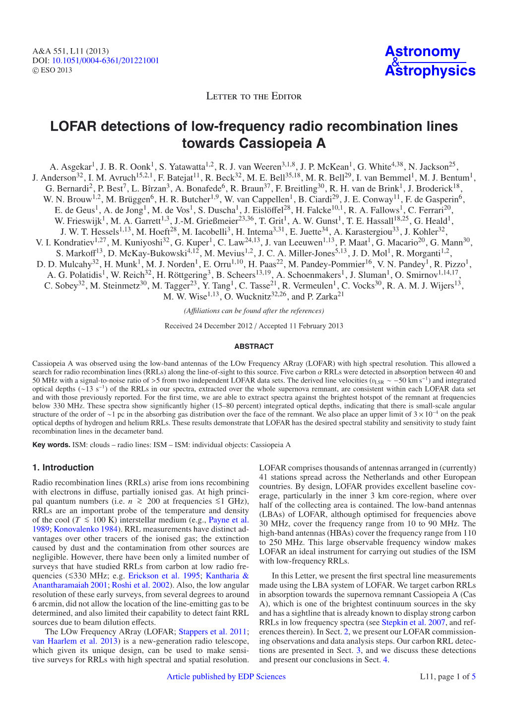 LOFAR Detections of Low-Frequency Radio Recombination Lines Towards Cassiopeia A