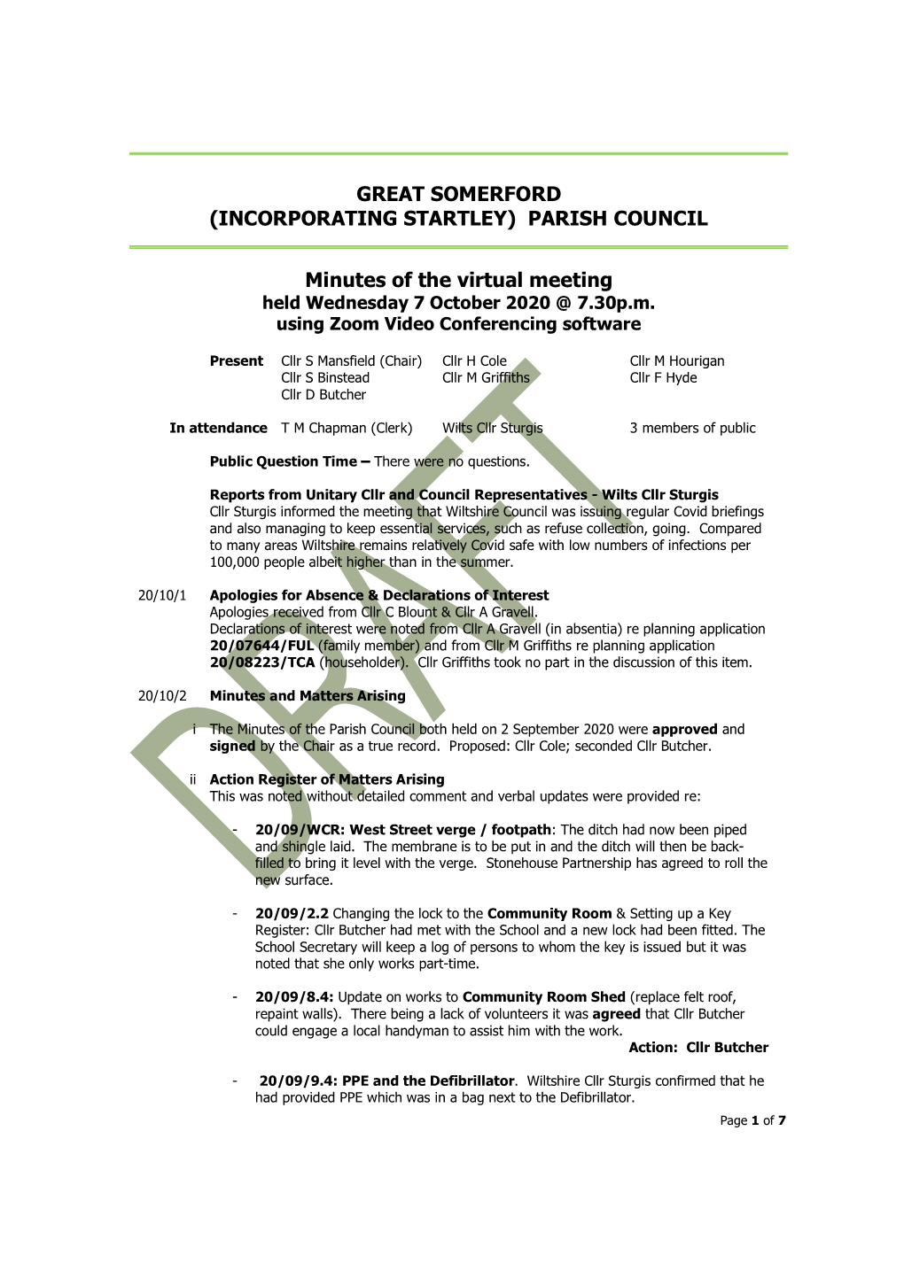 Great Somerford (Incorporating Startley) Parish Council