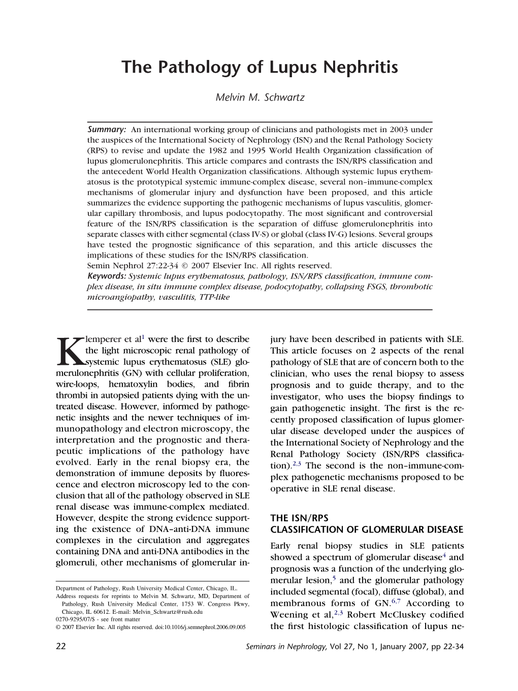 The Pathology of Lupus Nephritis