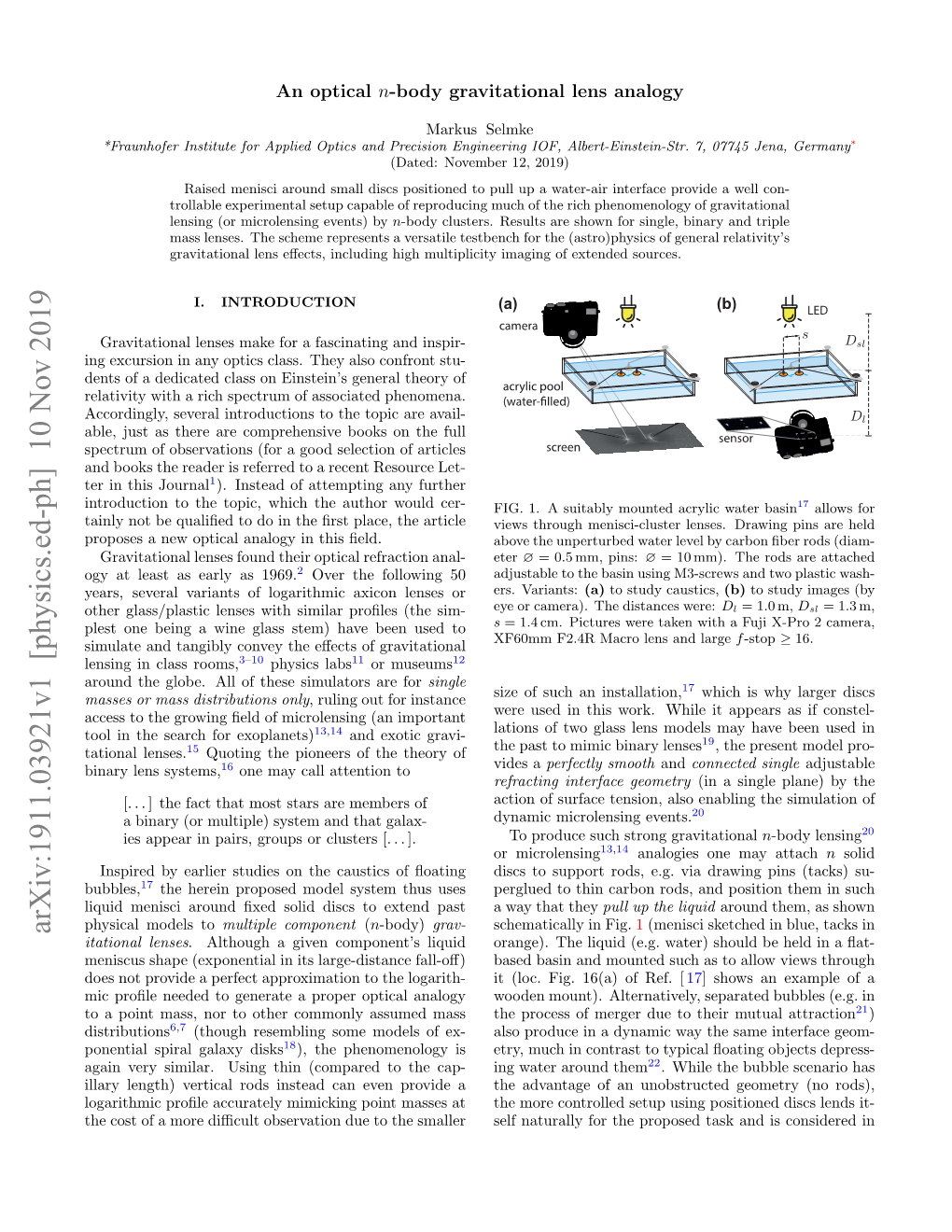 An Optical N-Body Gravitational Lens Analogy