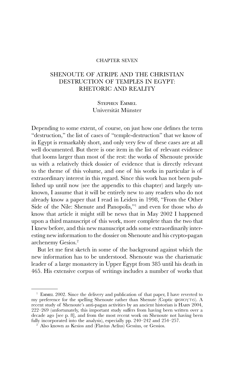 Shenoute of Atripe and the Christian Destruction of Temples in Egypt: Rhetoric and Reality