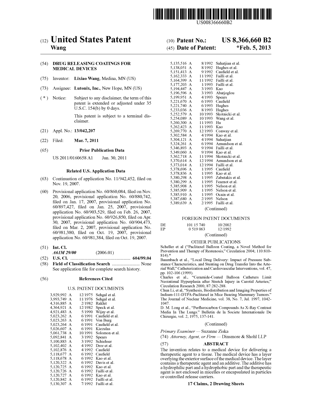 (12) United States Patent (10) Patent No.: US 8,366,660 B2 Wang (45) Date of Patent: *Feb