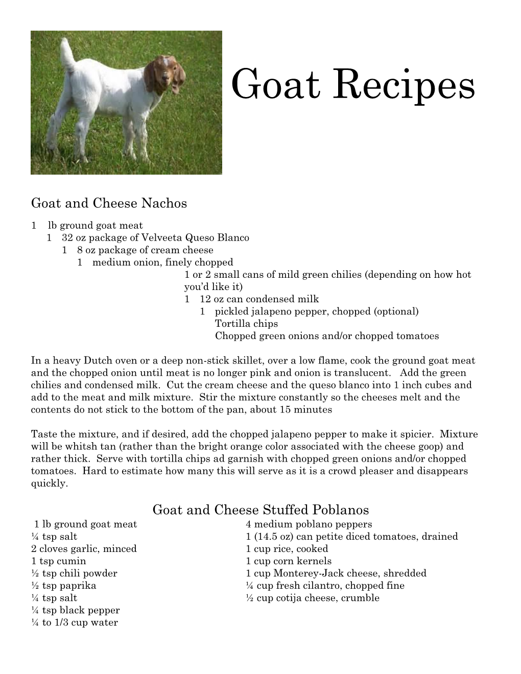 Goat Recipes