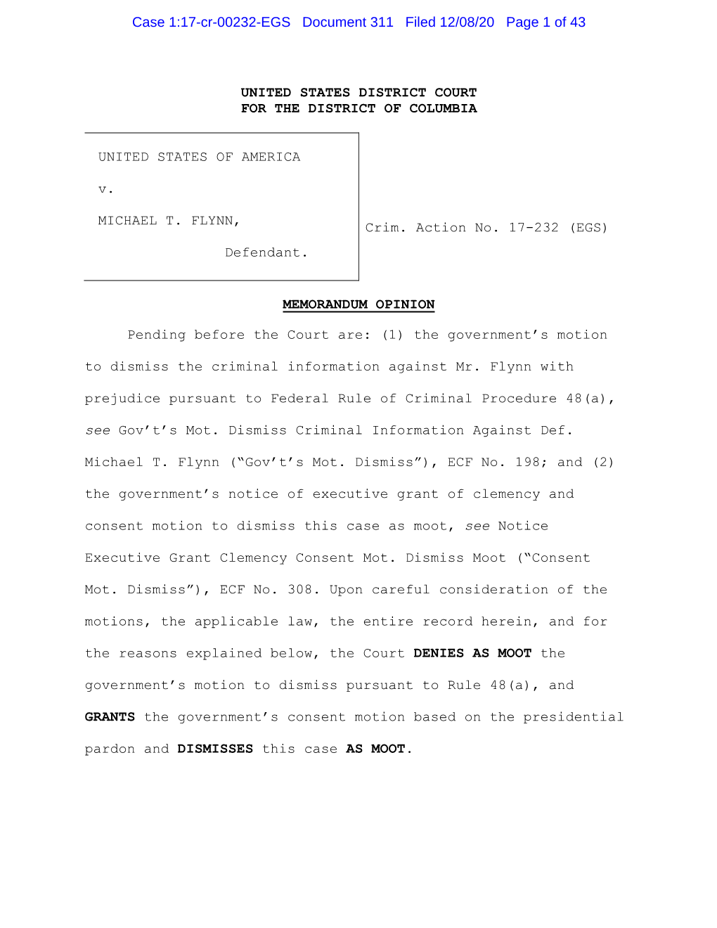 Case 1:17-Cr-00232-EGS Document 311 Filed 12/08/20 Page 1 of 43