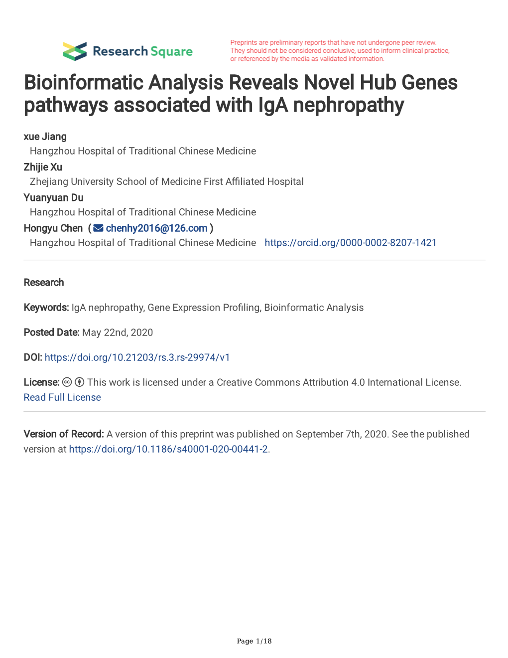 Bioinformatic Analysis Reveals Novel Hub Genes Pathways Associated