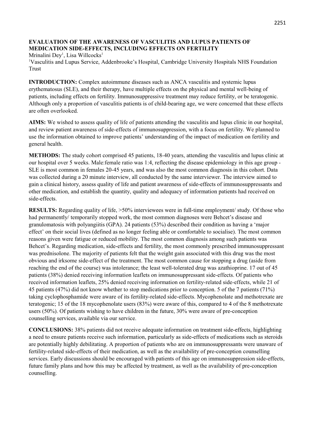 Evaluation of the Awareness of Vasculitis and Lupus Patients of Medication Side-Effects