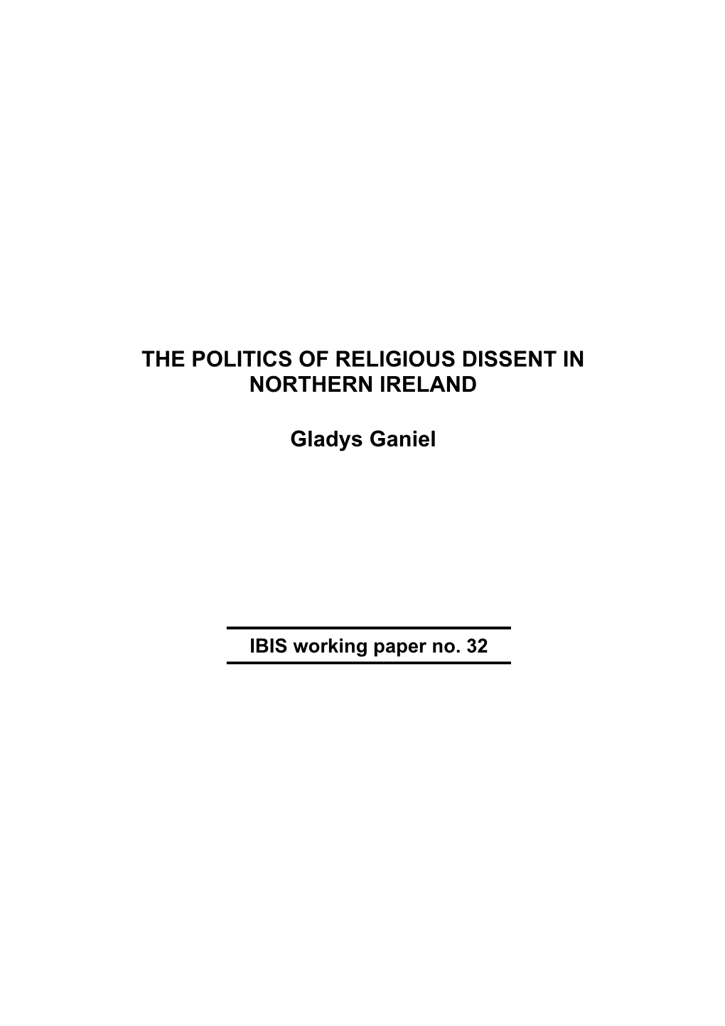 The Politics of Religious Dissent in Northern Ireland