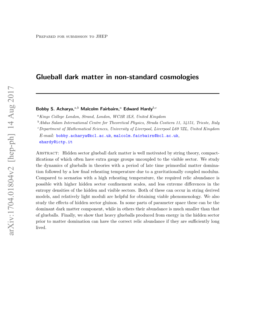 Glueball Dark Matter in Non-Standard Cosmologies