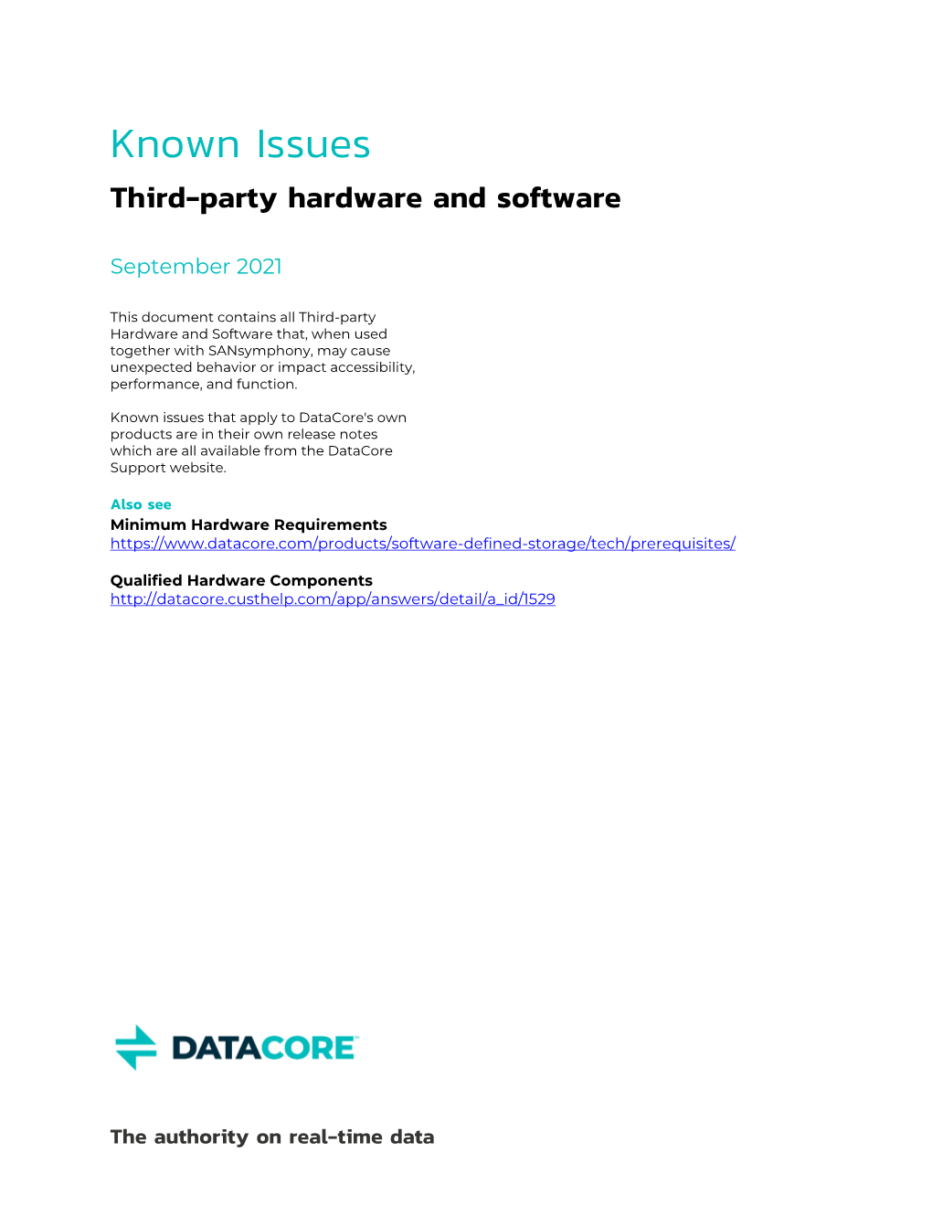 Known Issues Third-Party Hardware and Software