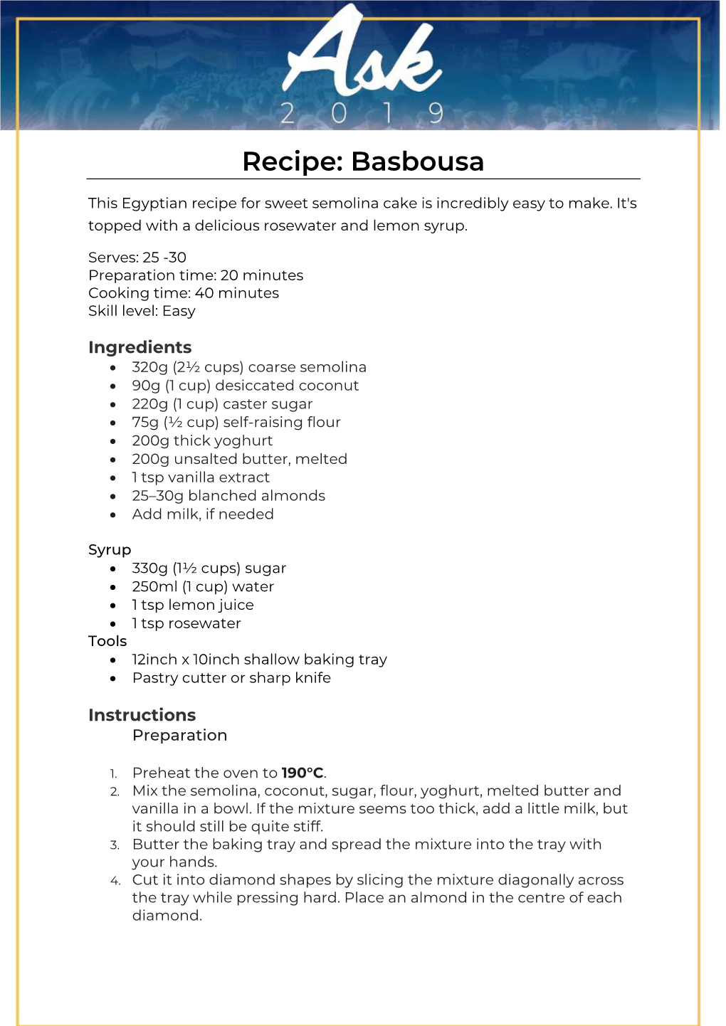 Recipe: Basbousa