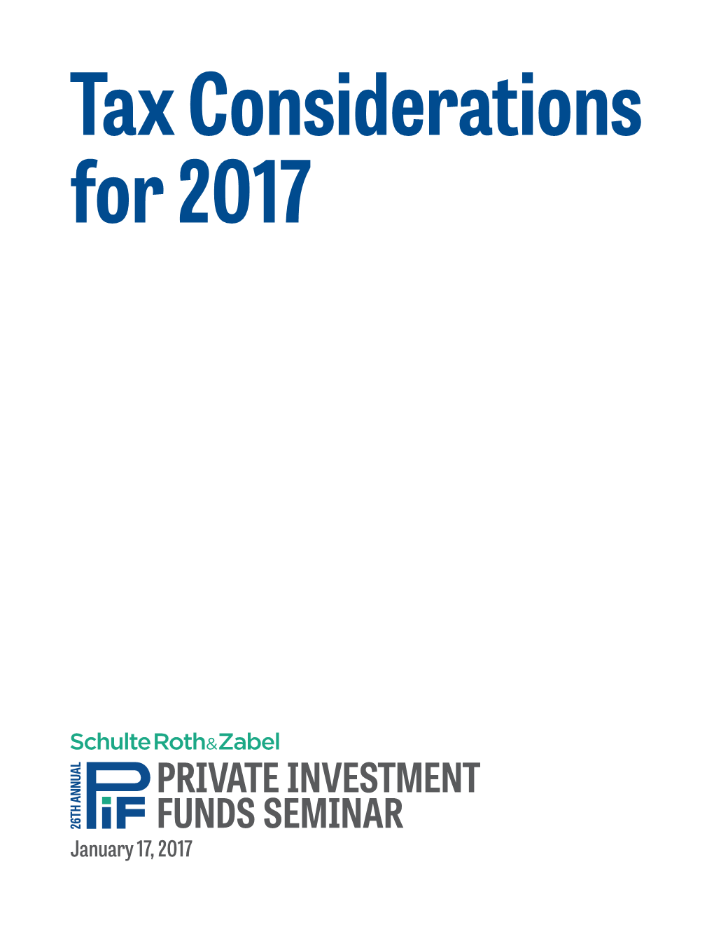 Tax Considerations for 2017