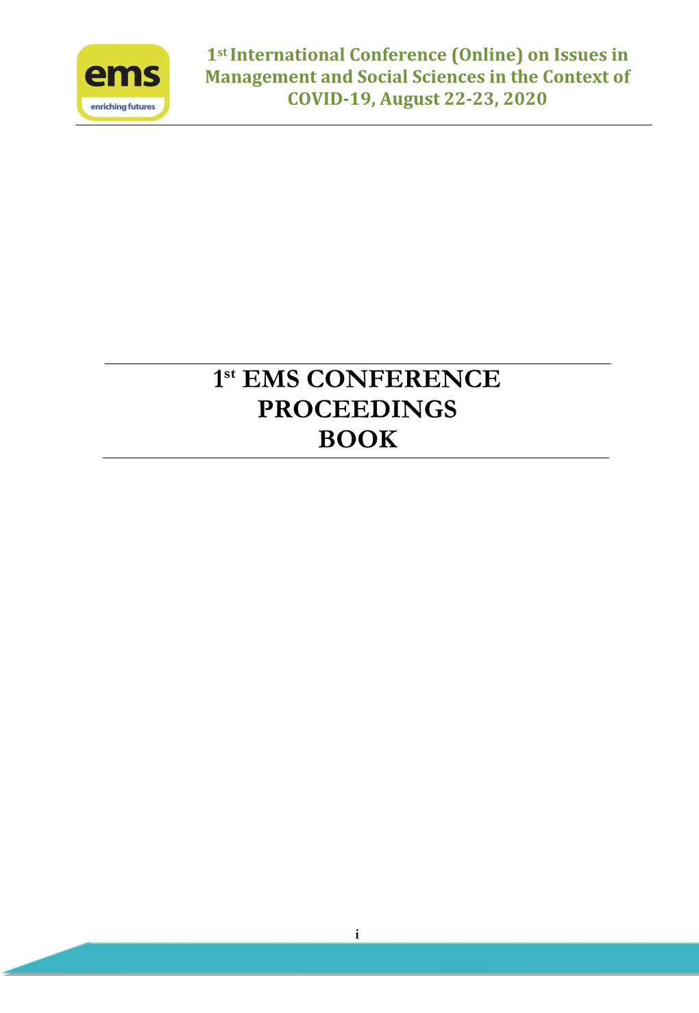 1St EMS CONFERENCE PROCEEDINGS BOOK