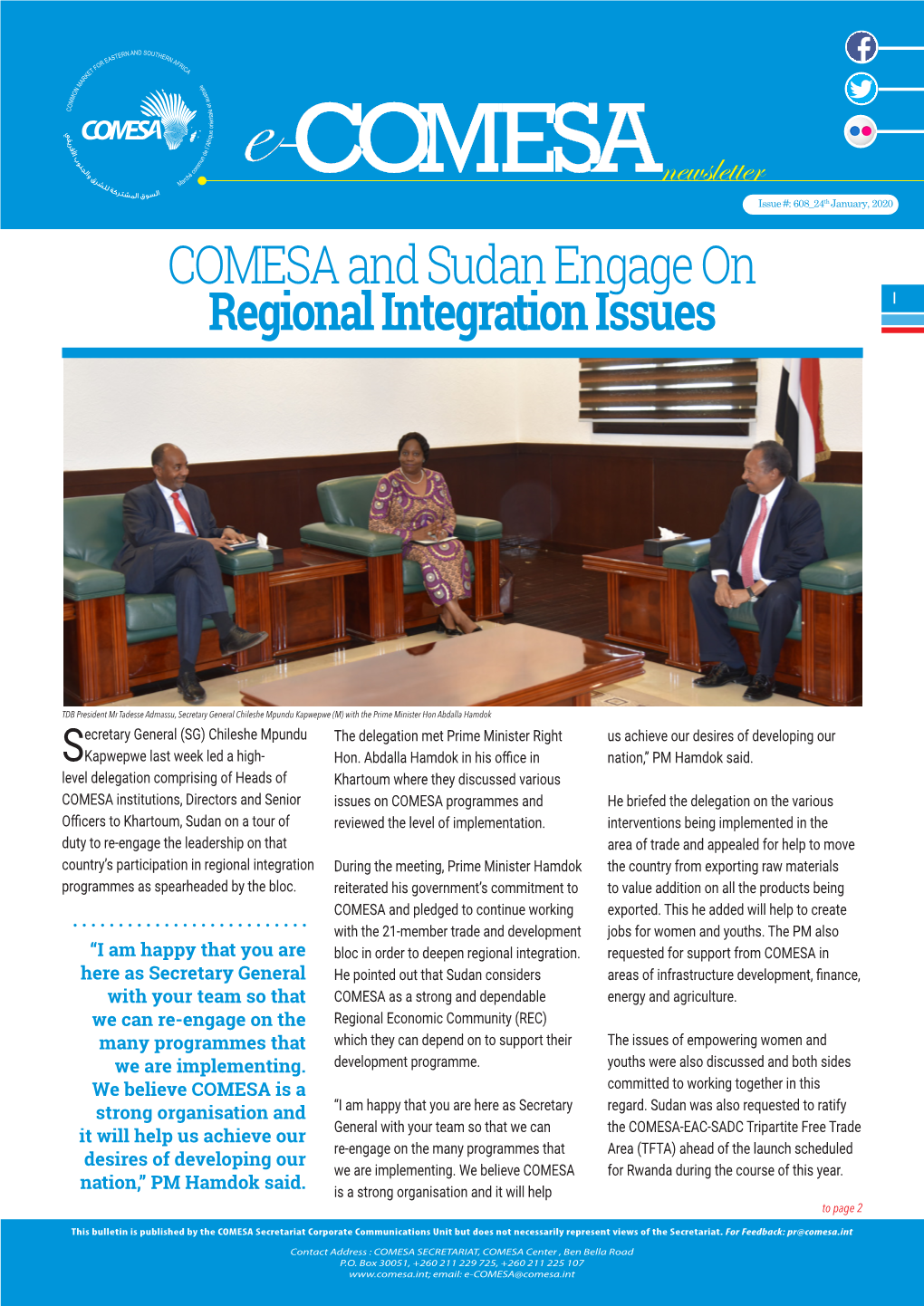 COMESA and Sudan Engage on Regional Integration Issues 1