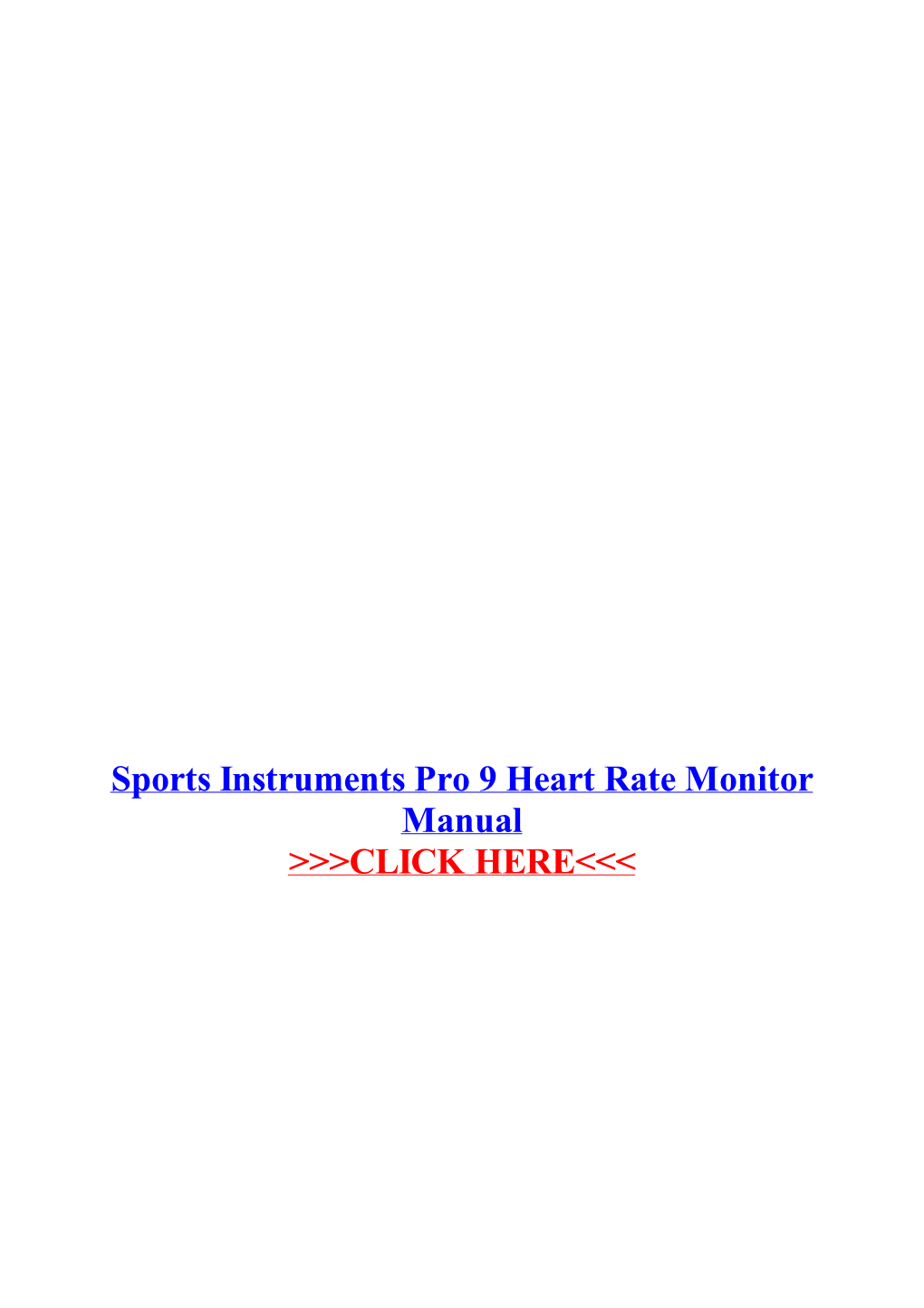 Sports Instruments Pro 9 Heart Rate Monitor Manual