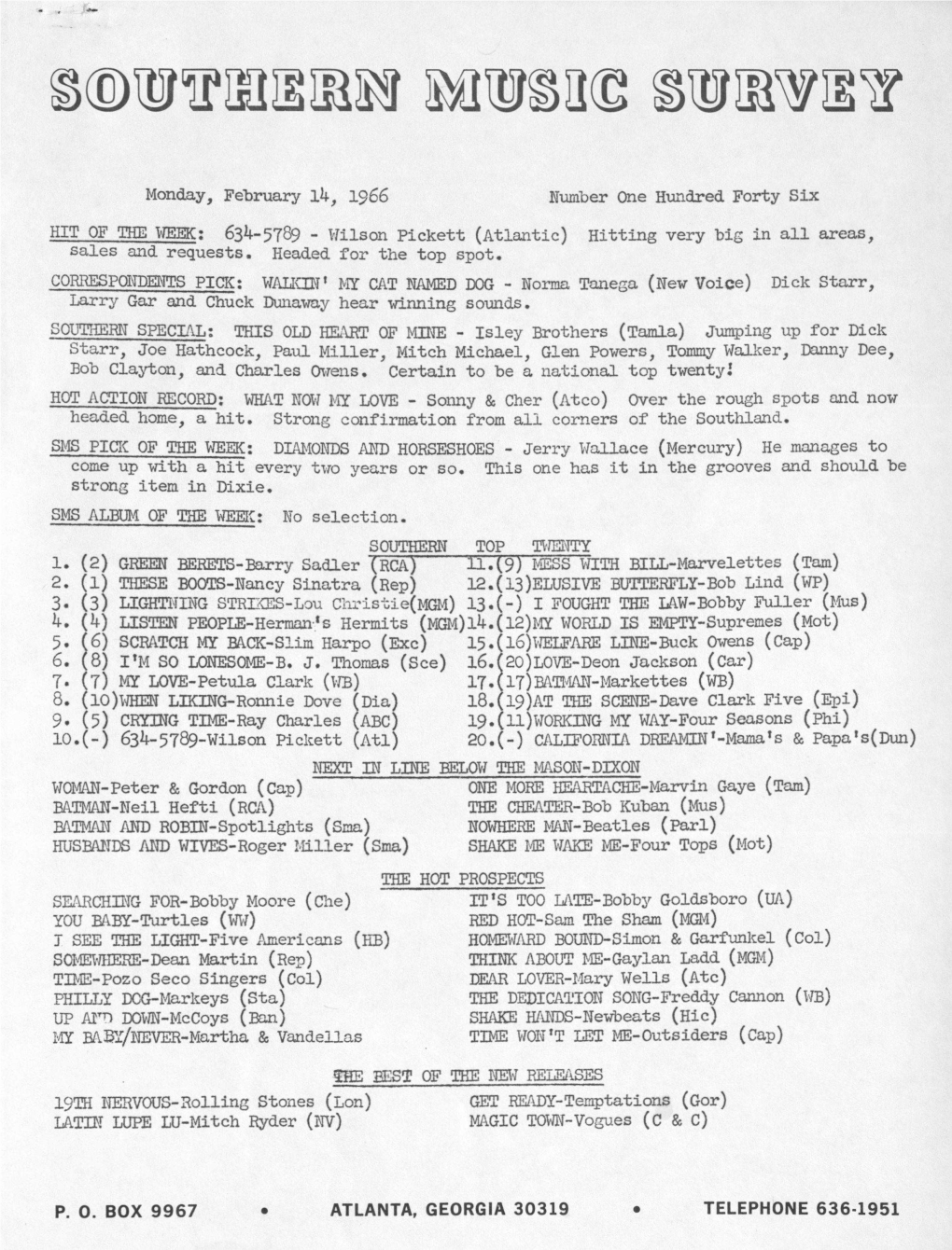 P. 0. Box 9967 Atlanta, Georgia 30319 Telephone 636-1951