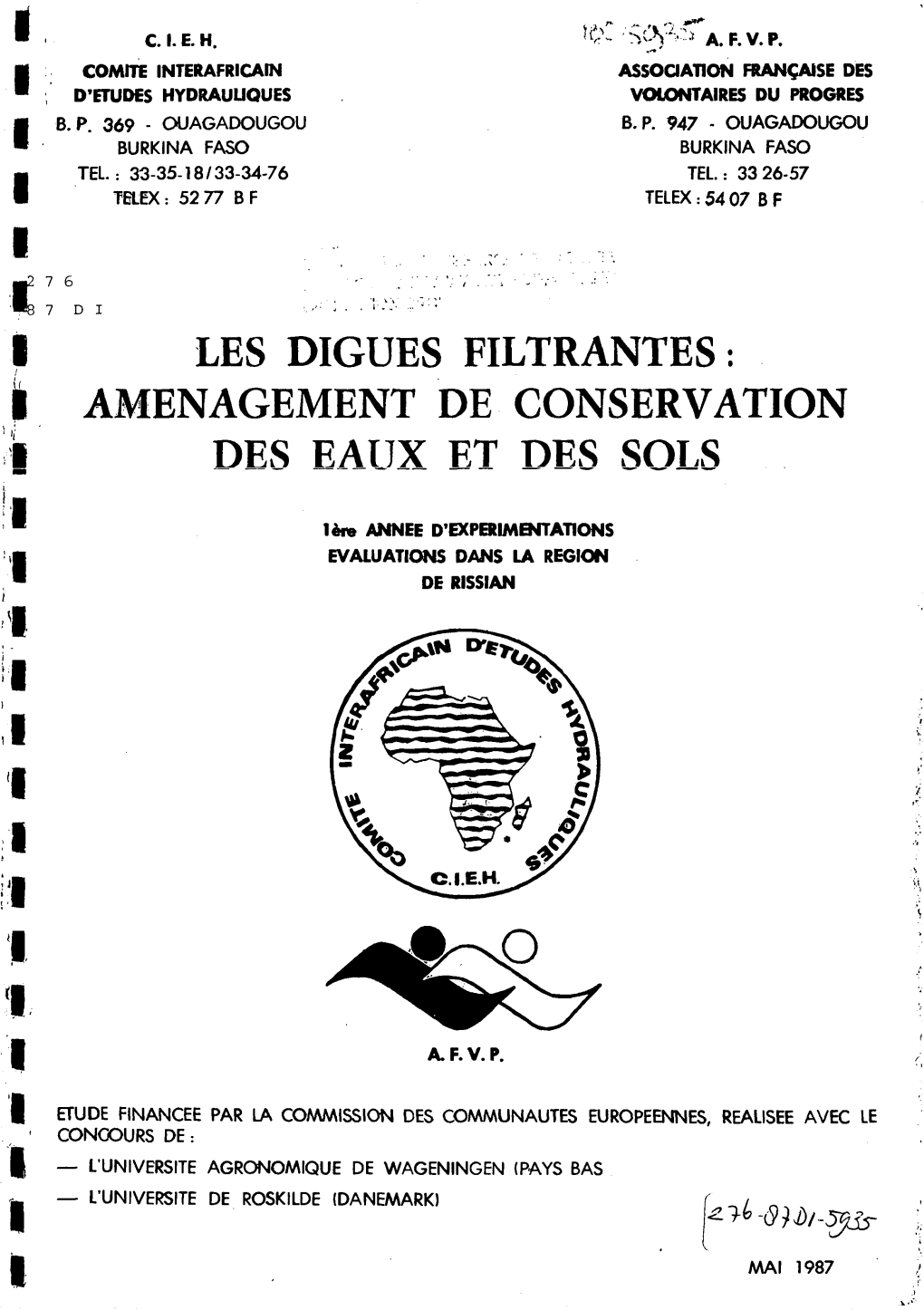 Les Digues Filtrantes: Amenagement De Conservation Des Eaux Et Des Sols