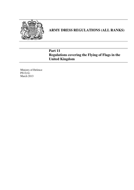Part 11 Regulations Covering the Flying of Flags in the United Kingdom