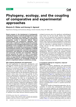 Phylogeny, Ecology, and the Coupling of Comparative and Experimental