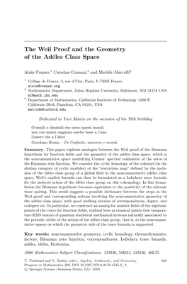 The Weil Proof and the Geometry of the Adèles Class Space