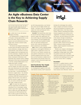 An Agile Ebusiness Data Center Is the Key to Achieving Supply Chain