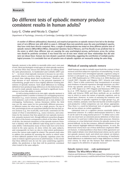 Do Different Tests of Episodic Memory Produce Consistent Results in Human Adults?