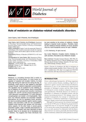 Role of Melatonin on Diabetes-Related Metabolic Disorders