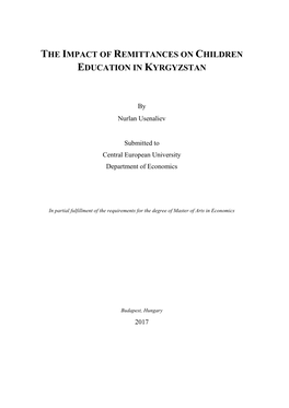 The Impact of Remittances on Children Education in Kyrgyzstan