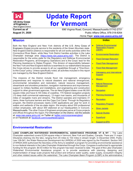 Update Report for Vermont