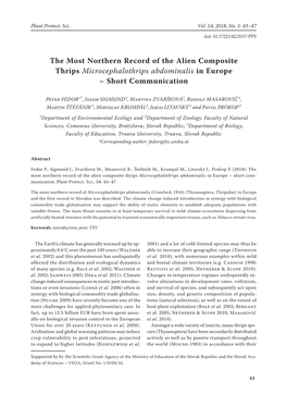 The Most Northern Record of the Alien Composite Thrips Microcephalothrips Abdominalis in Europe – Short Communication