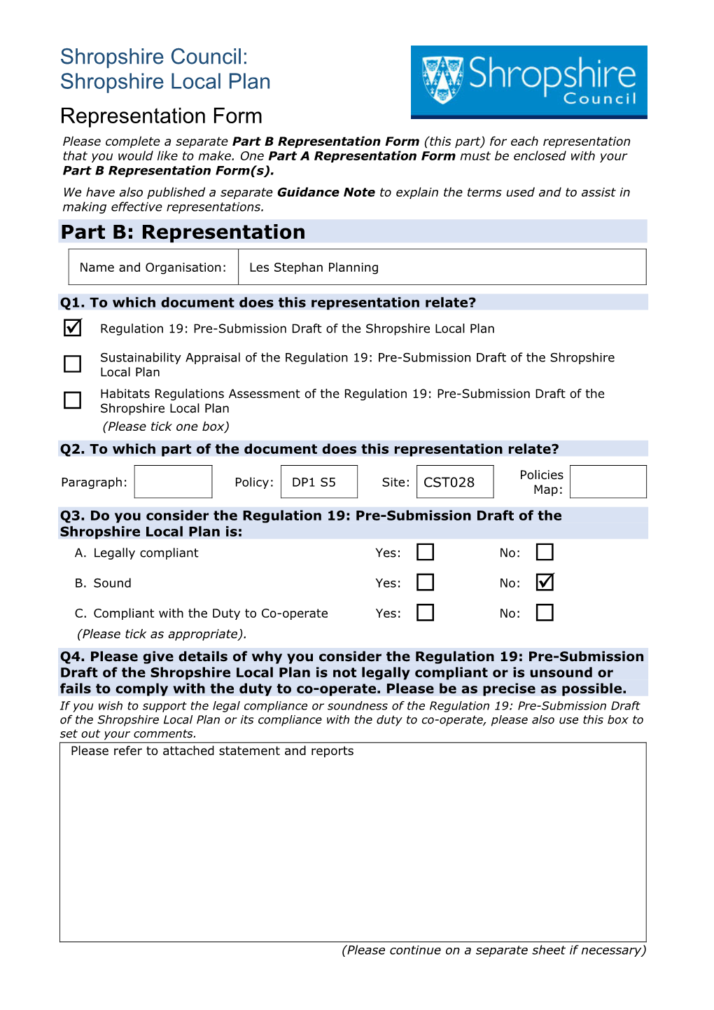 Shropshire Local Plan Representation Form