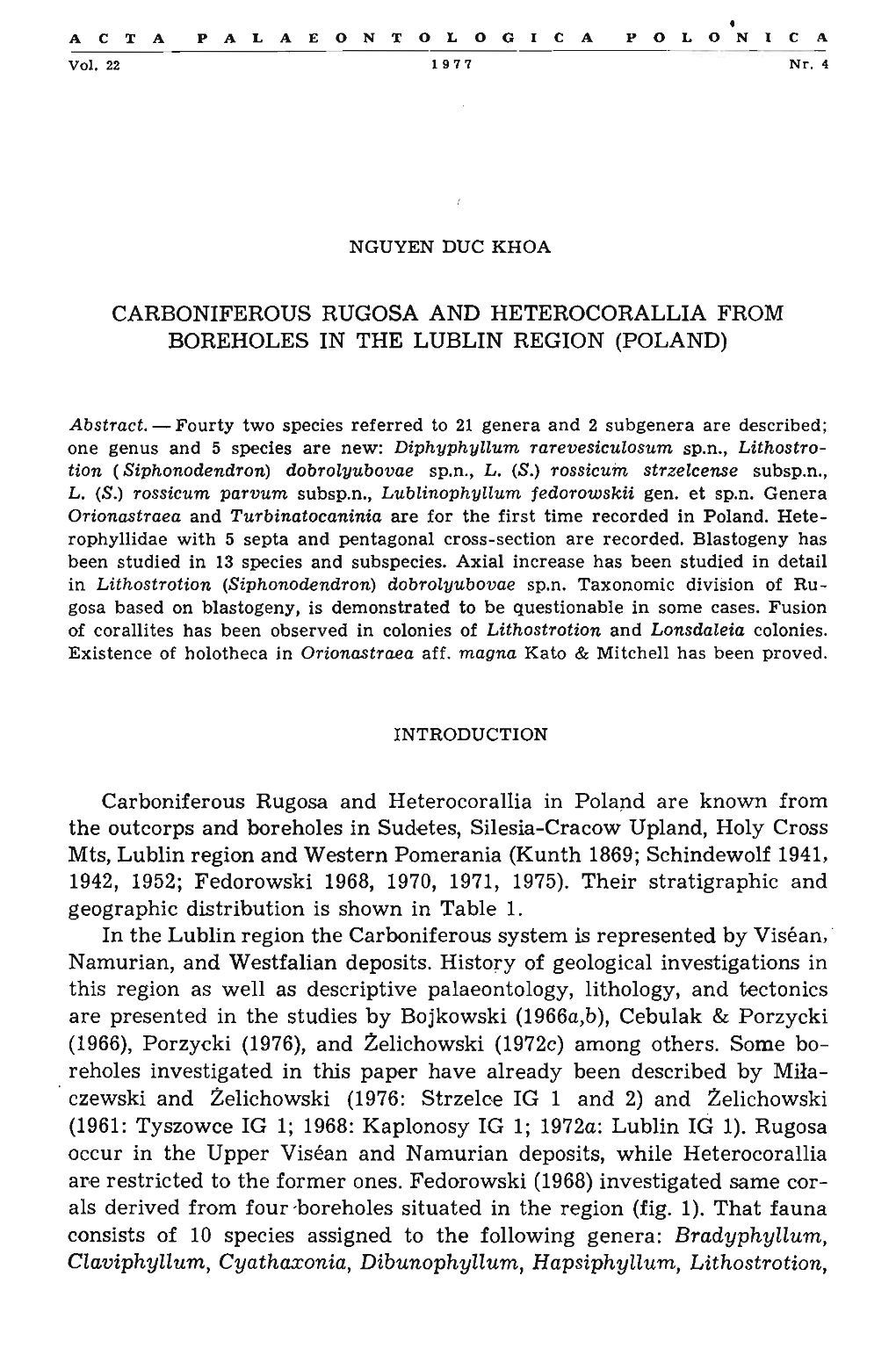 Carboniferous Rugosa and Heterocorallia In