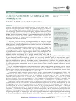 Medical Conditions Affecting Sports Participation