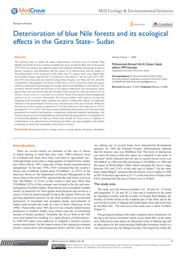 Deterioration of Blue Nile Forests and Its Ecological Effects in the Gezira State– Sudan