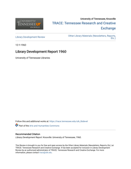Library Development Report 1960