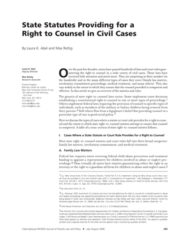 State Statutes Providing for a Right to Counsel in Civil Cases