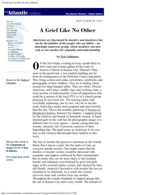 A Grief Like No Other by Eric Schlosser