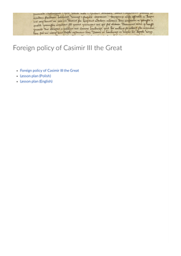 Foreign Policy of Casimir III the Great