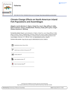 Climate Change Effects on North American Inland Fish Populations and Assemblages