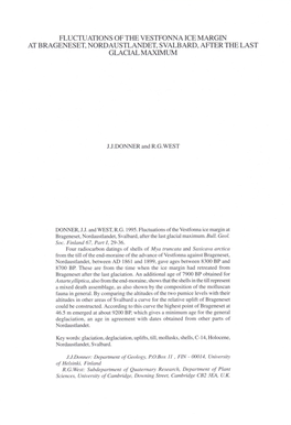 Fluctuations of the Vestfonna Ice Margin at Brageneset, Nordaustlandet, Svalbard, After the Last Glacial Maximum