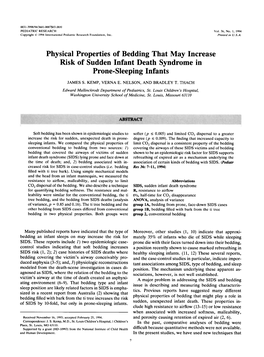 Physical Properties of Bedding That May Increase Risk of Sudden Infant Death Syndrome in Prone-Sleeping Infants