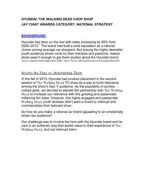 The Walking Dead Chop Shop Jay Chiat Awards Category: National Strategy