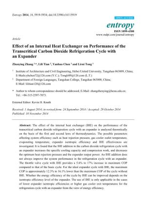 Effect of an Internal Heat Exchanger on Performance of the Transcritical Carbon Dioxide Refrigeration Cycle with an Expander