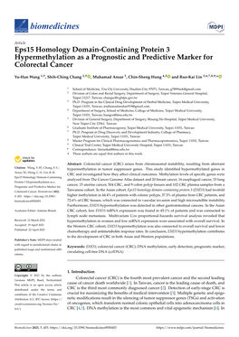 Eps15 Homology Domain-Containing Protein 3 Hypermethylation As a Prognostic and Predictive Marker for Colorectal Cancer