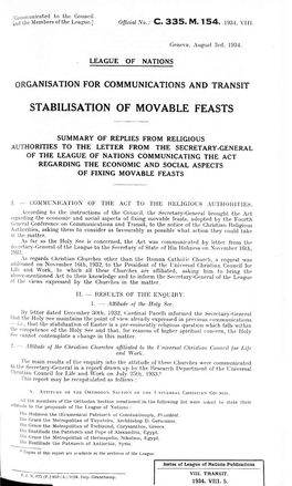 Stabilisation of Movable Feasts