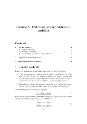 Extrinsic Semiconductors - Mobility