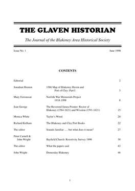 THE GLAVEN HISTORIAN the Journal of the Blakeney Area Historical Society