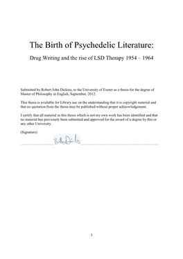 The Birth of Psychedelic Literature