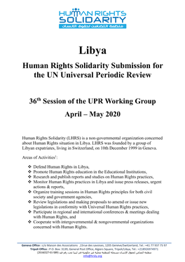 Human Rights Solidarity Submission for the UN Universal Periodic Review
